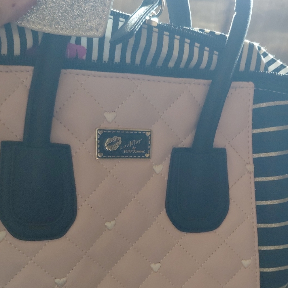 Betsey Johnson Quilted Pink and Black Tote